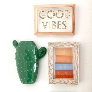 Two's Company Ceramic Cactus‎ Wall Decor Hanging Planter-NEW